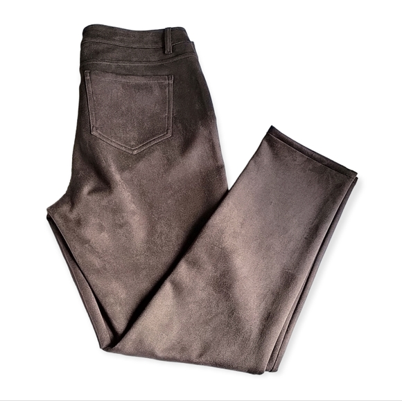 J Jill Taylor Women Faux-Suede Mocha Pants Size 12 - Picture 6 of 10